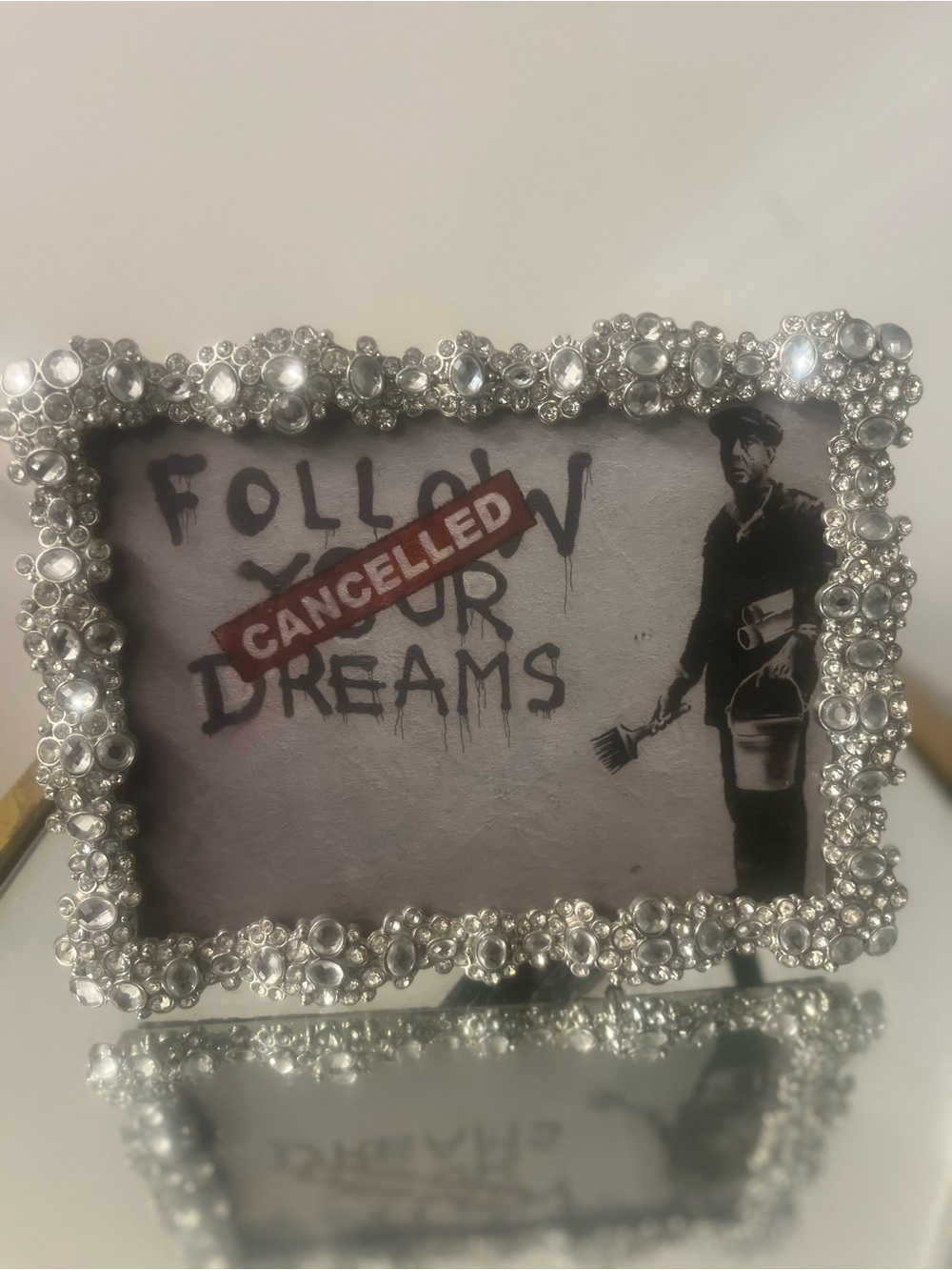 Silver Jeweled Decorative Picture Frame - Embellished Home Accent
